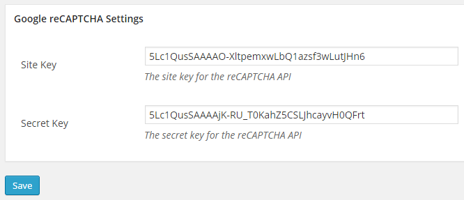 screenshot showing the Google reCAPTCHA settings of WordPress affiliates manager plugin