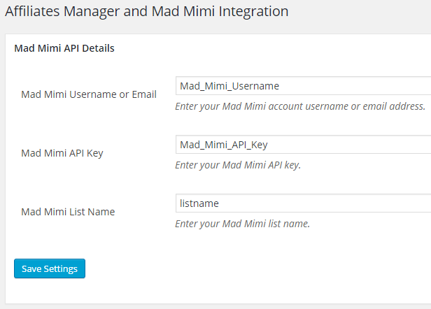 affiliates-manager-madmimi-integration-settings
